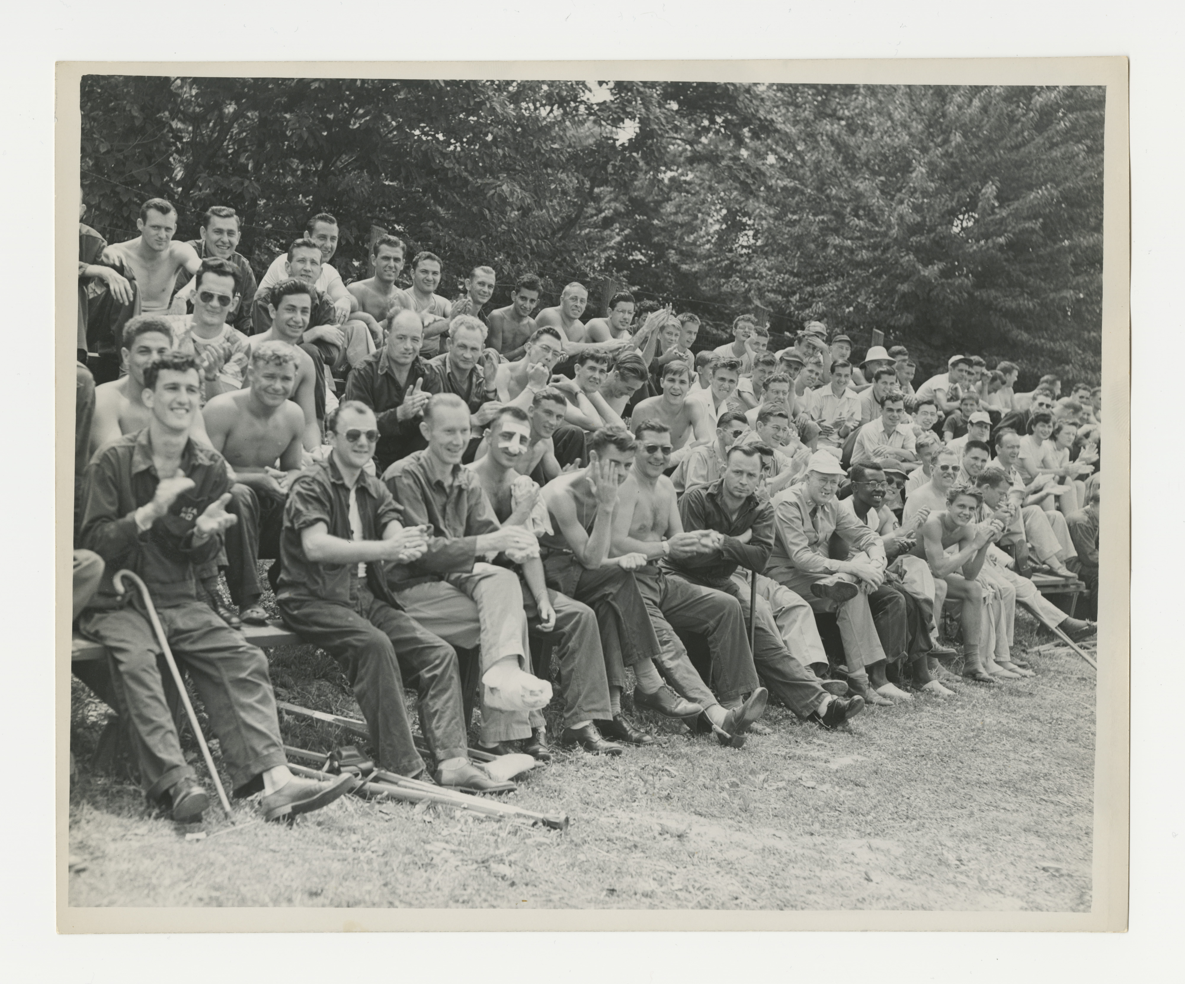 A crowd of wounded veterans attend a sporting event